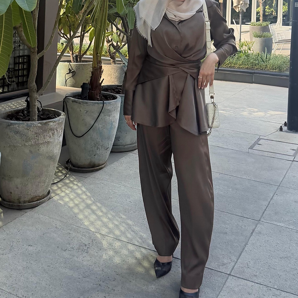 brown silk set