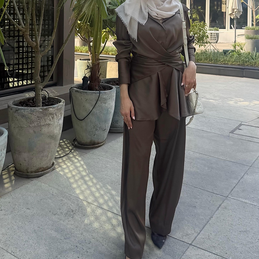 brown silk set