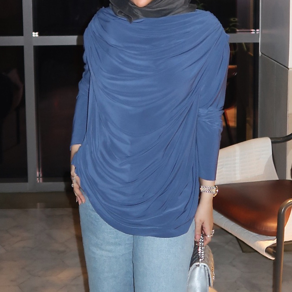 blue maison ruffles top