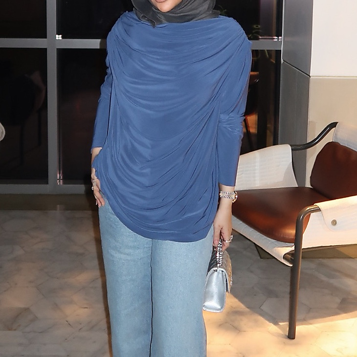 blue maison ruffles top