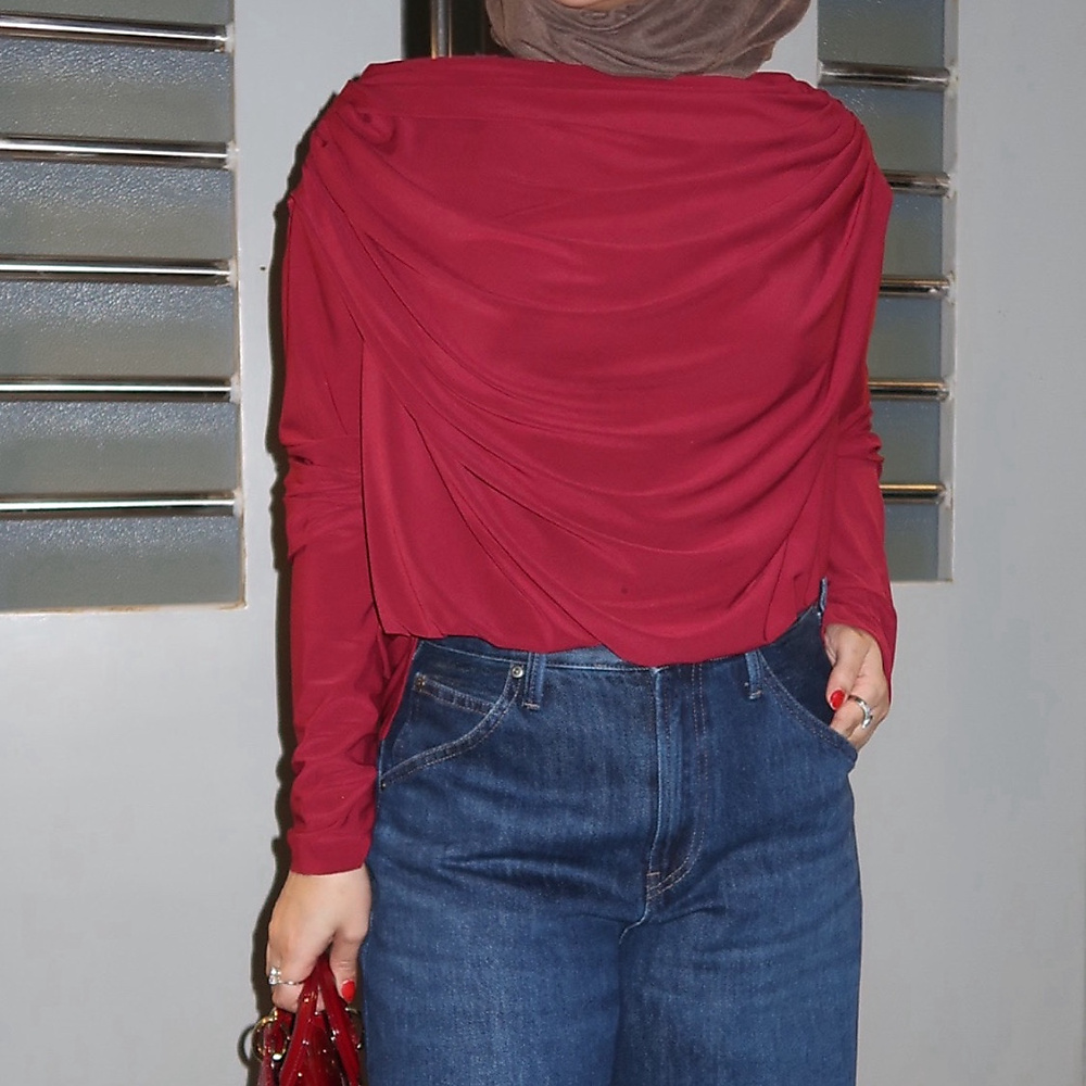 burgandy Maison ruffles shirt