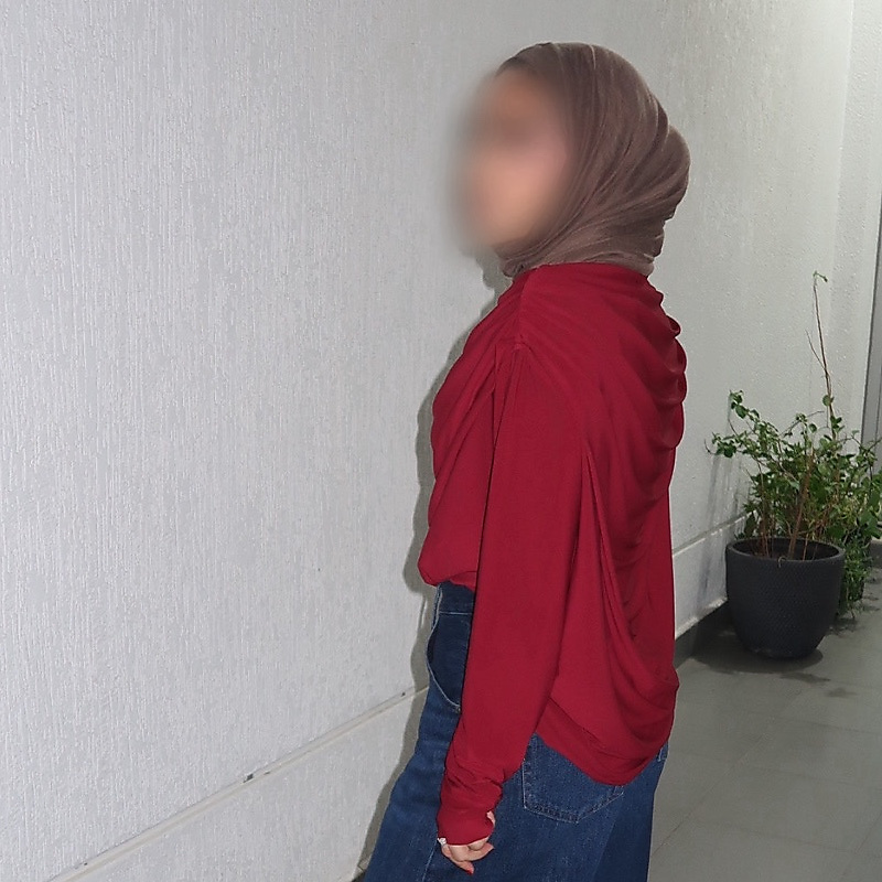 burgandy Maison ruffles shirt