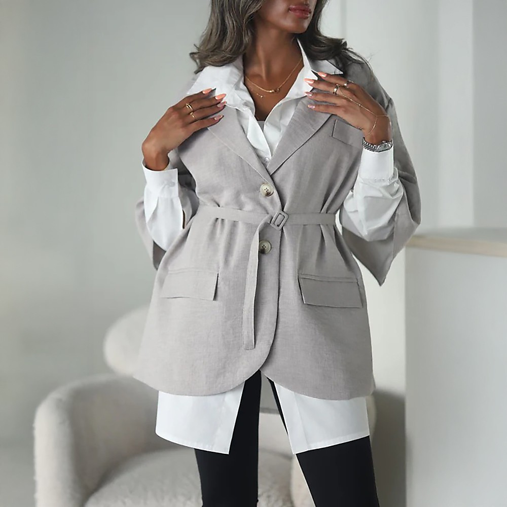 Grey Belted Blazer