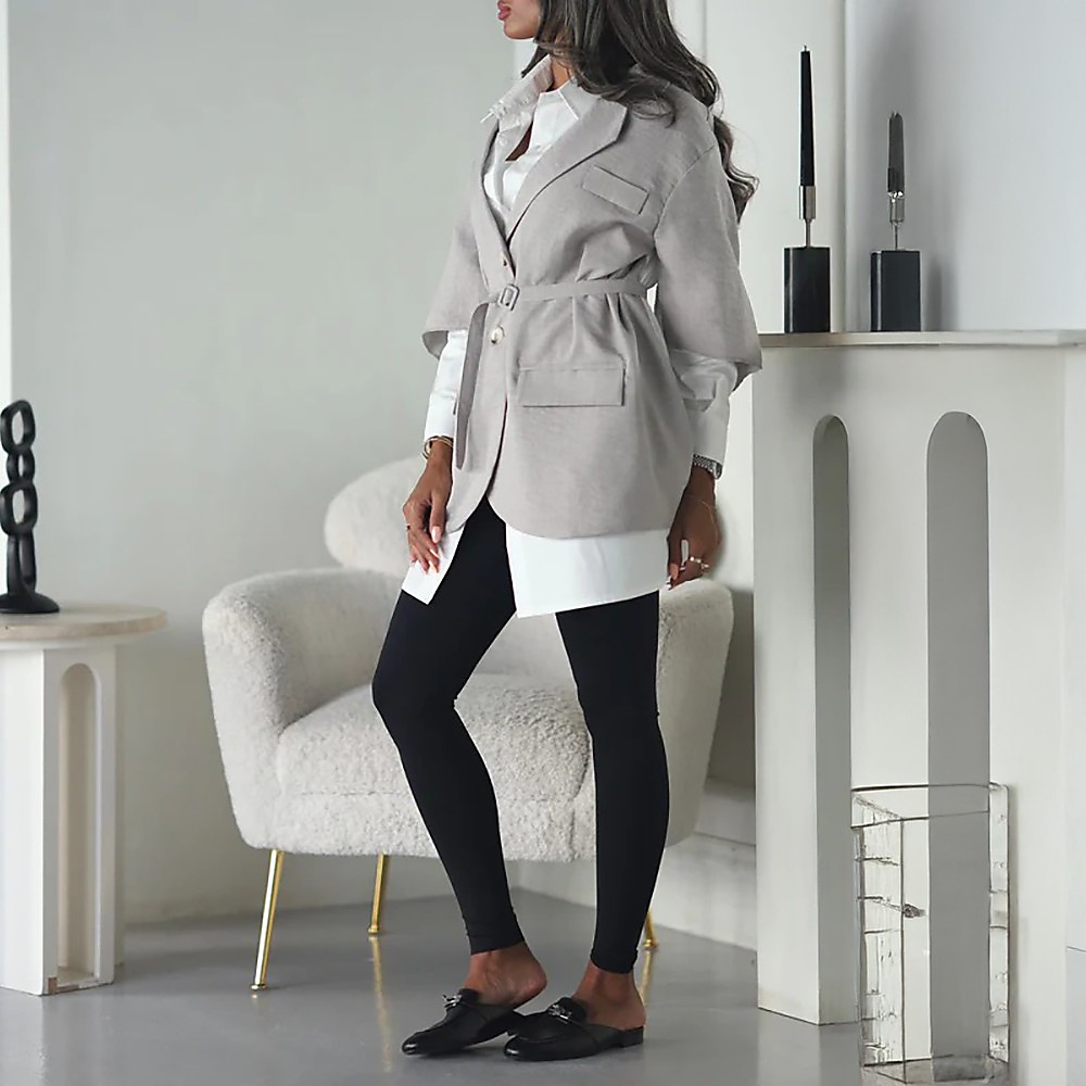 Grey Belted Blazer