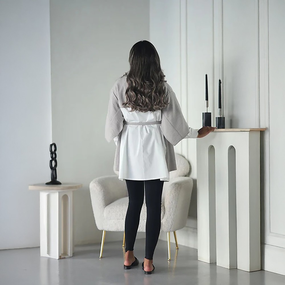 Grey Belted Blazer