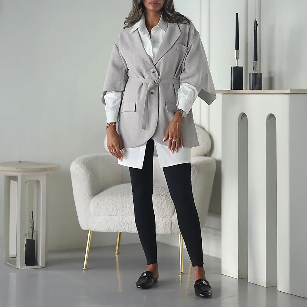 Grey Belted Blazer