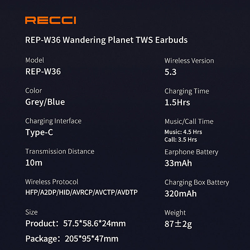 سماعة | REP-W36 | بــ دقة صوت عالية الوضوح و مضادة للمياه من | Recci |