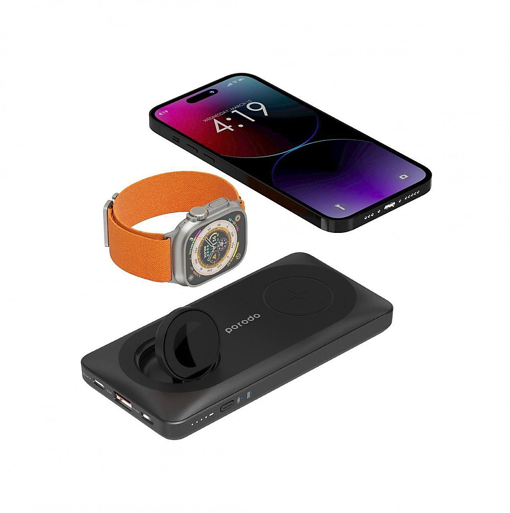 Porodo Multi-Device 10000mAh 20W Super Slim Magsafe باور بانك مدمج للساعة