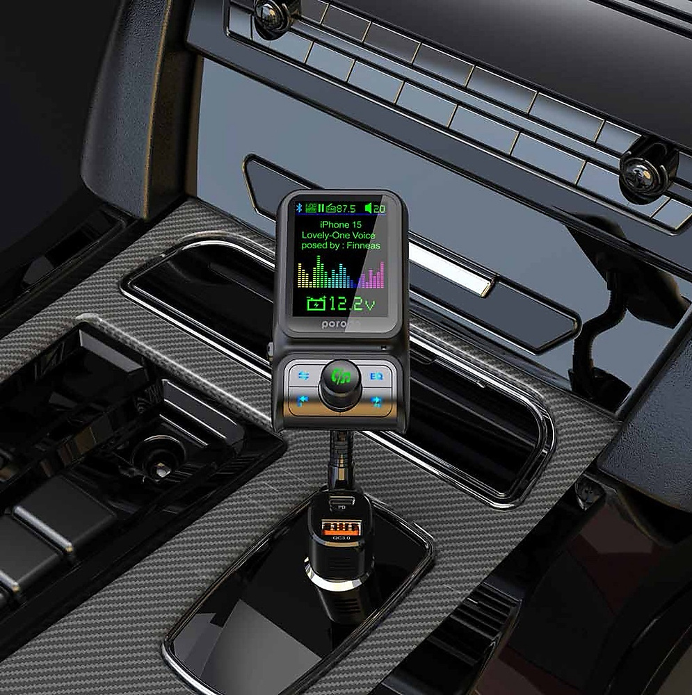 بورودو شاحن سيارة ثنائي المنفذ جهاز إرسال FM PD 36W QC 18W