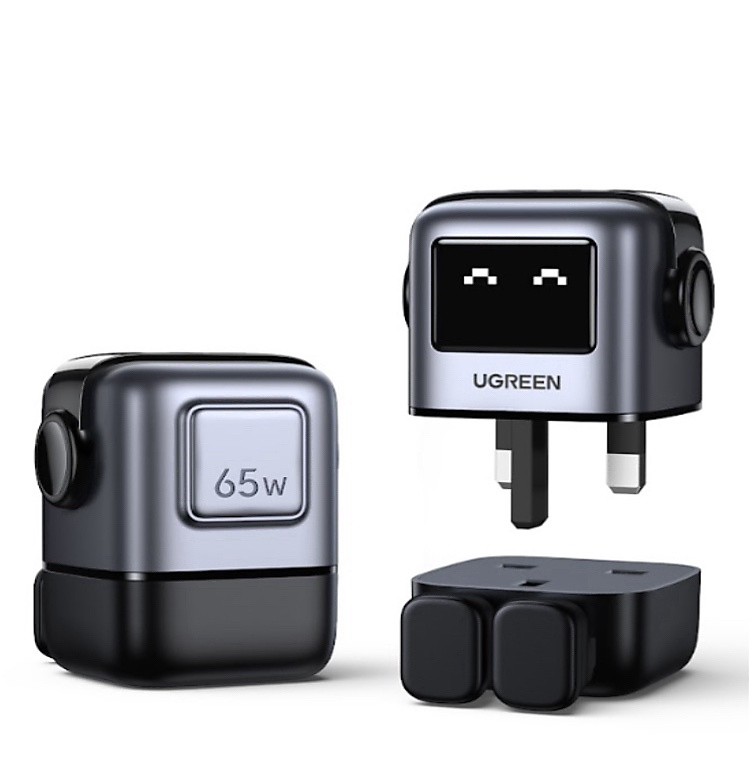 شاحن Ugreen Nexode RG 65W 3-Port GaN Fast Charger UK Grey