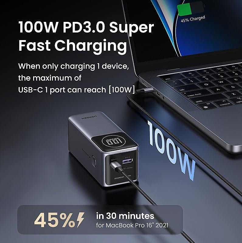 باور بانك UGREEN 12000 mAh 100 W مع شحن سريع