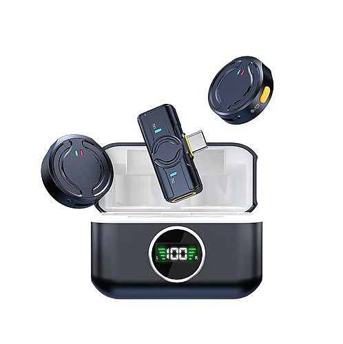 ميكروفون لاسلكي VIPLATINA VR10 - USB-C، مدى 20 مترًا، بطارية تدوم 24 ساعة