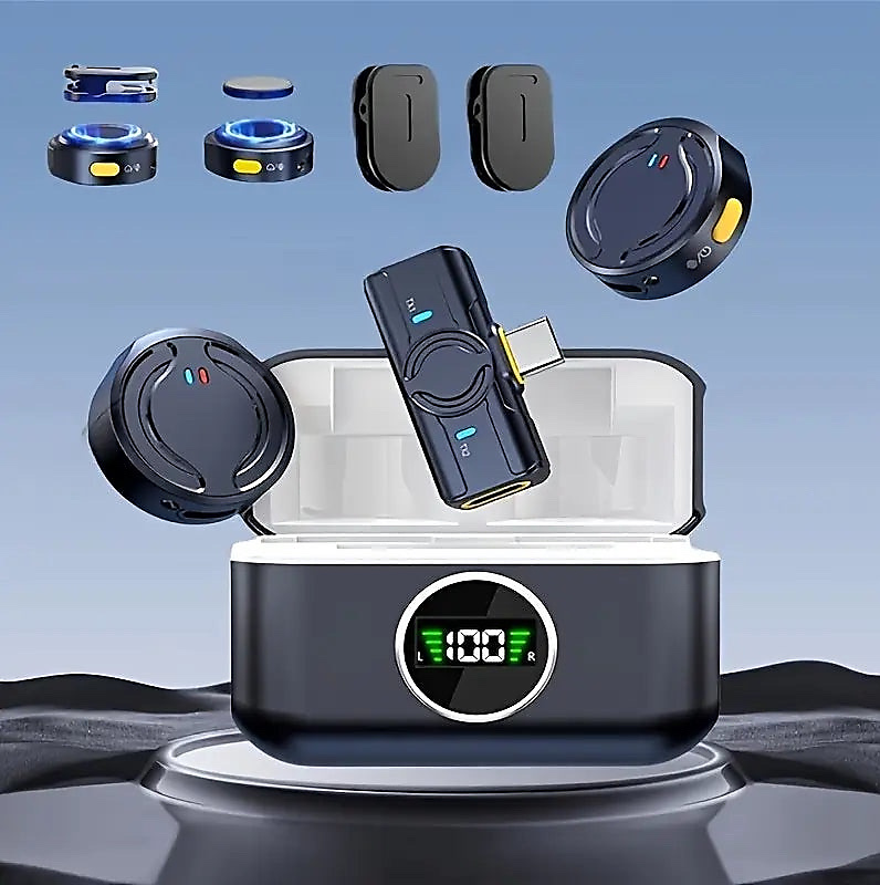 ميكروفون لاسلكي VIPLATINA VR10 - USB-C، مدى 20 مترًا، بطارية تدوم 24 ساعة