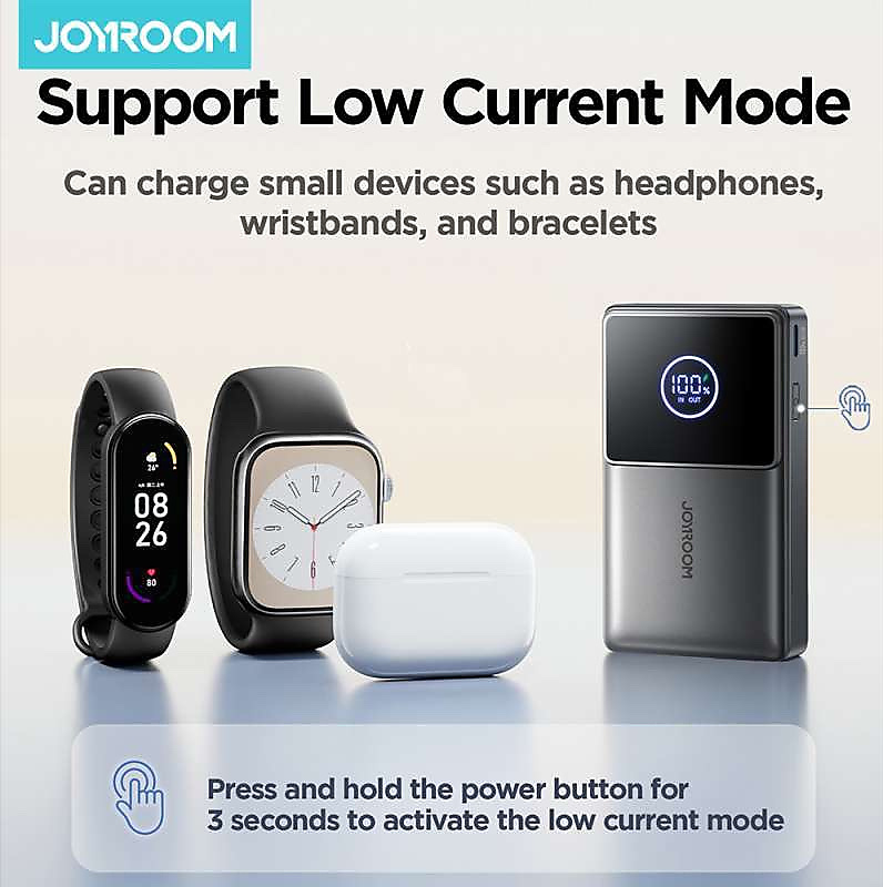 باور بانك JR-PR1 مدمج بكابل قابل للسحب بقوة 22.5 واط، سعة 10000mAh