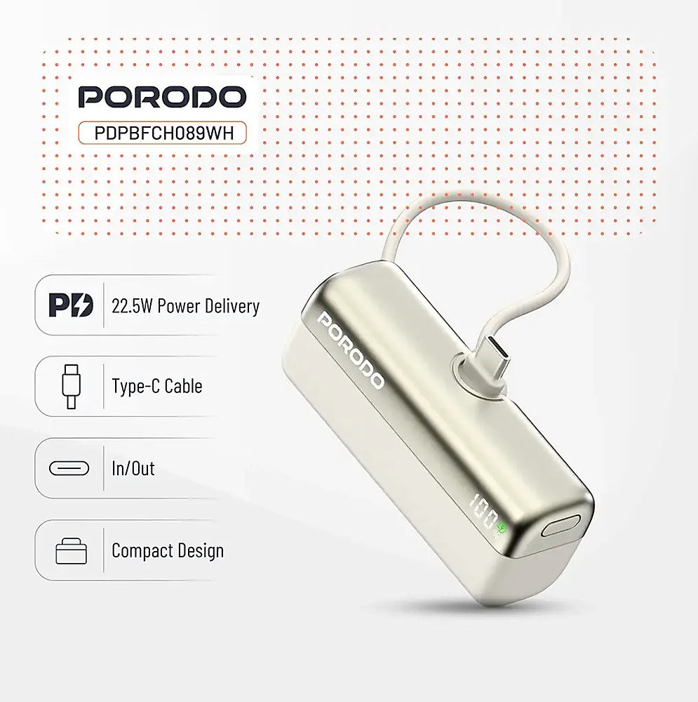 باور بانك Porodo Pocket Volt 5000mAh