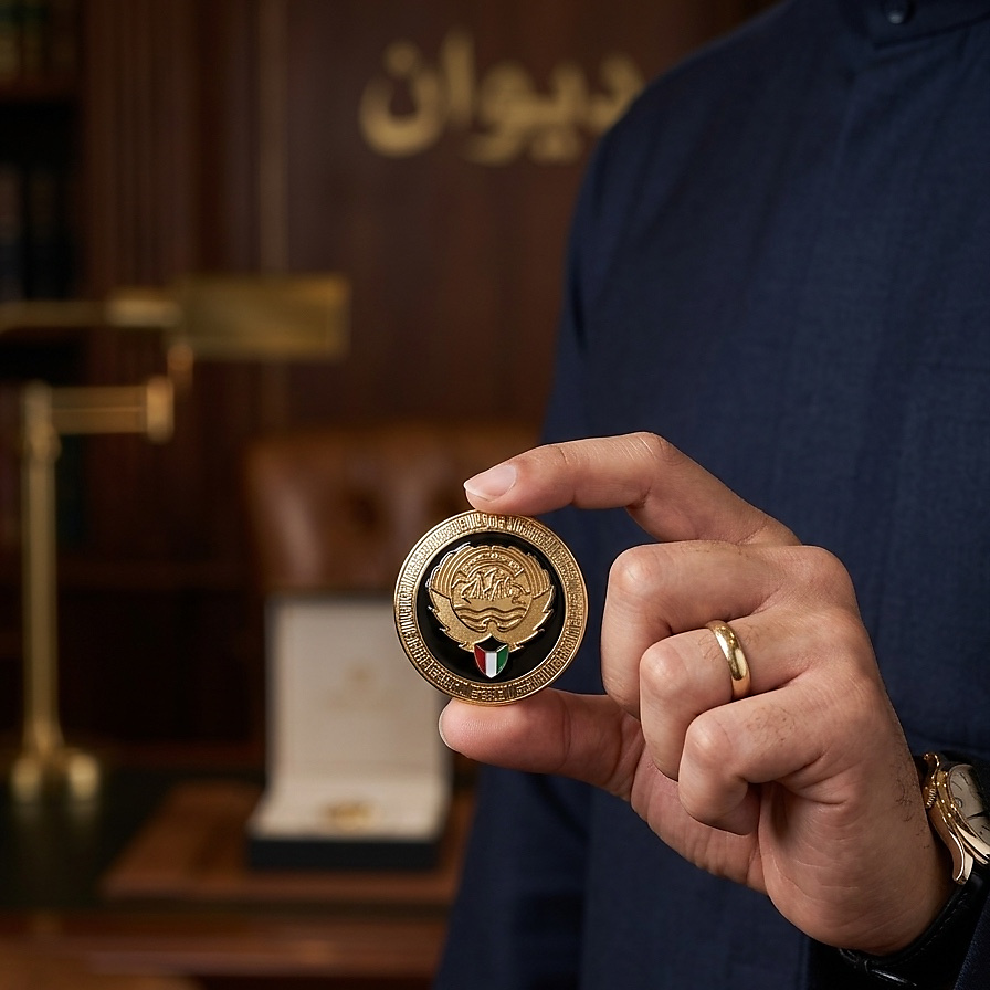 بادج شعار دولة الكويت الجديد - اسود