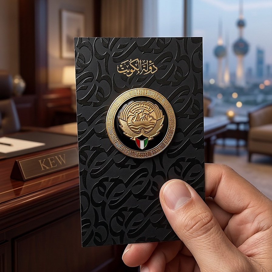 بادج شعار دولة الكويت الجديد - اسود