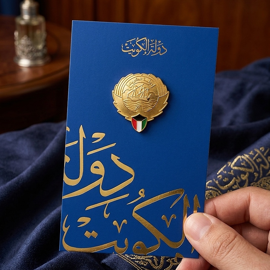 بادج شعار دولة الكويت impose - ذهبي 3x3