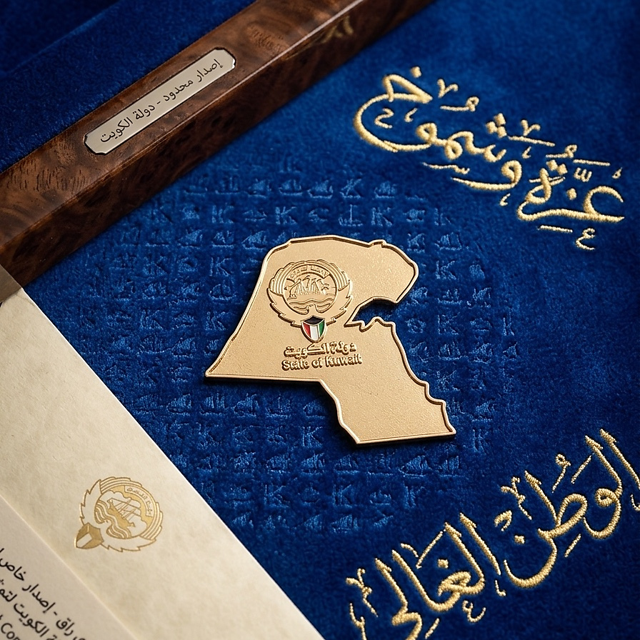 بادج خريطة دولة الكويت - ذهبي