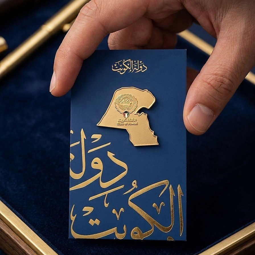 بادج خريطة دولة الكويت - ذهبي