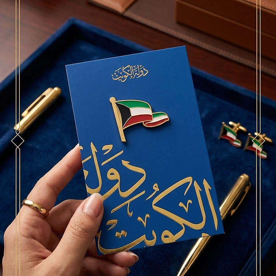 بادج علم دولة الكويت - ذهبي