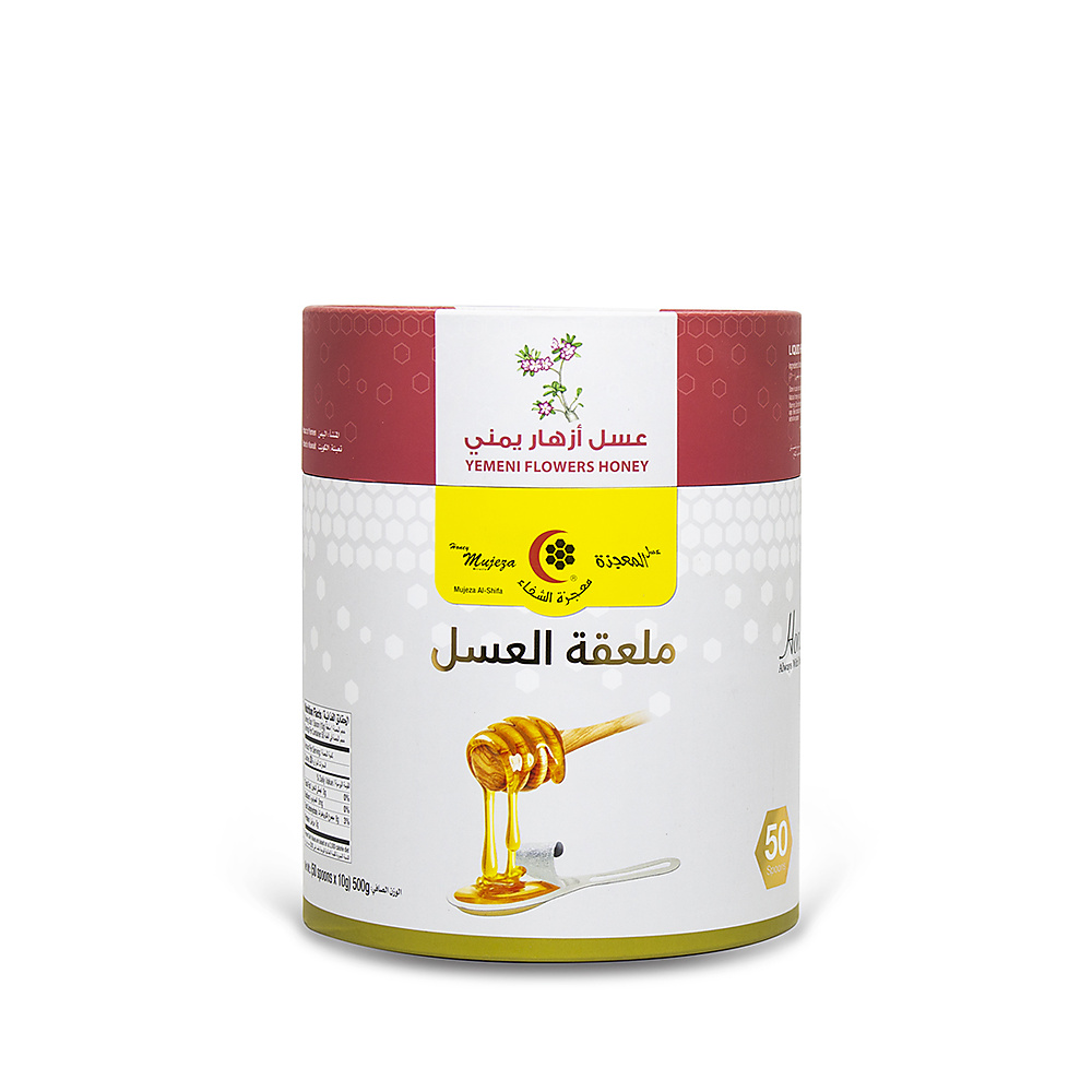 ملاعق عسل الأزهار اليمني الطبيعي (50ملعقة×10جرام)