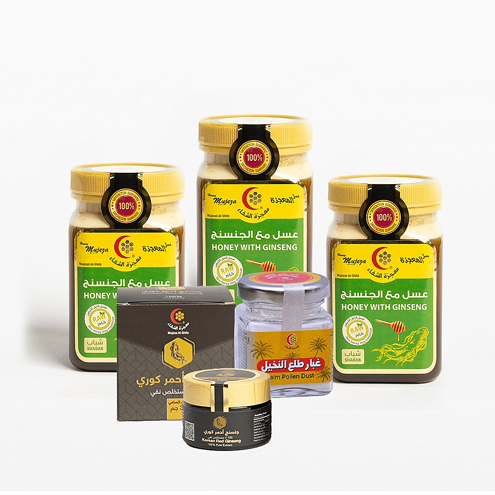 Ginseng Honey 500gm 3 pieces +korean red ginseng 30g + pollen