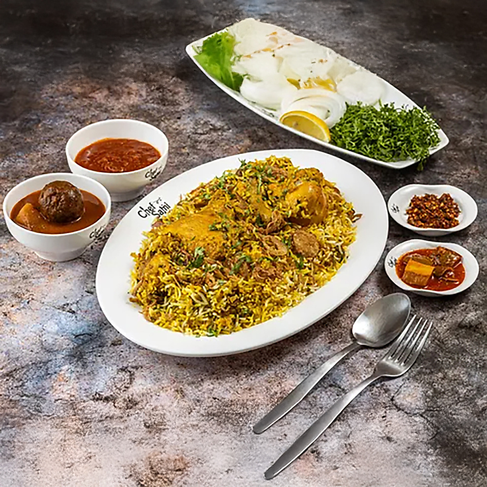 Buy 4 Chicken Biryani meals (served on a tray) and get the 5th meal FREE.