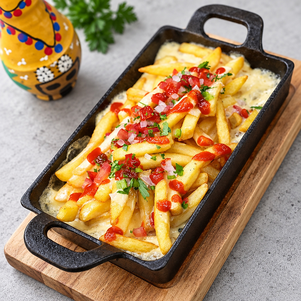 Potato Volcano with Cheese Souce