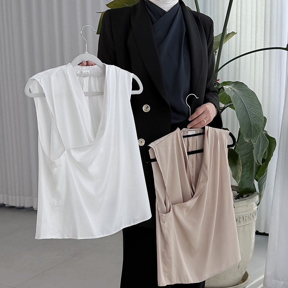 Inner Draped Top- اوف وايت