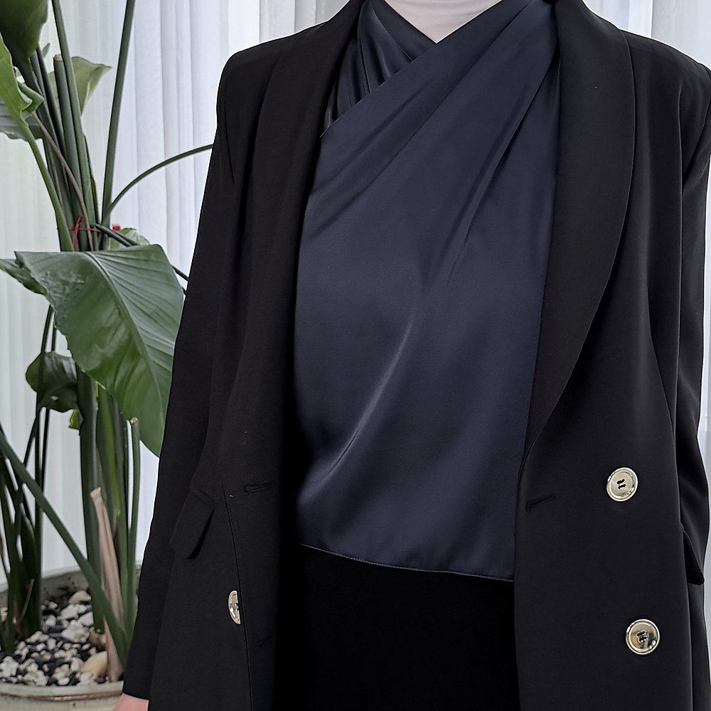 Inner Draped Top- In Navy Blue