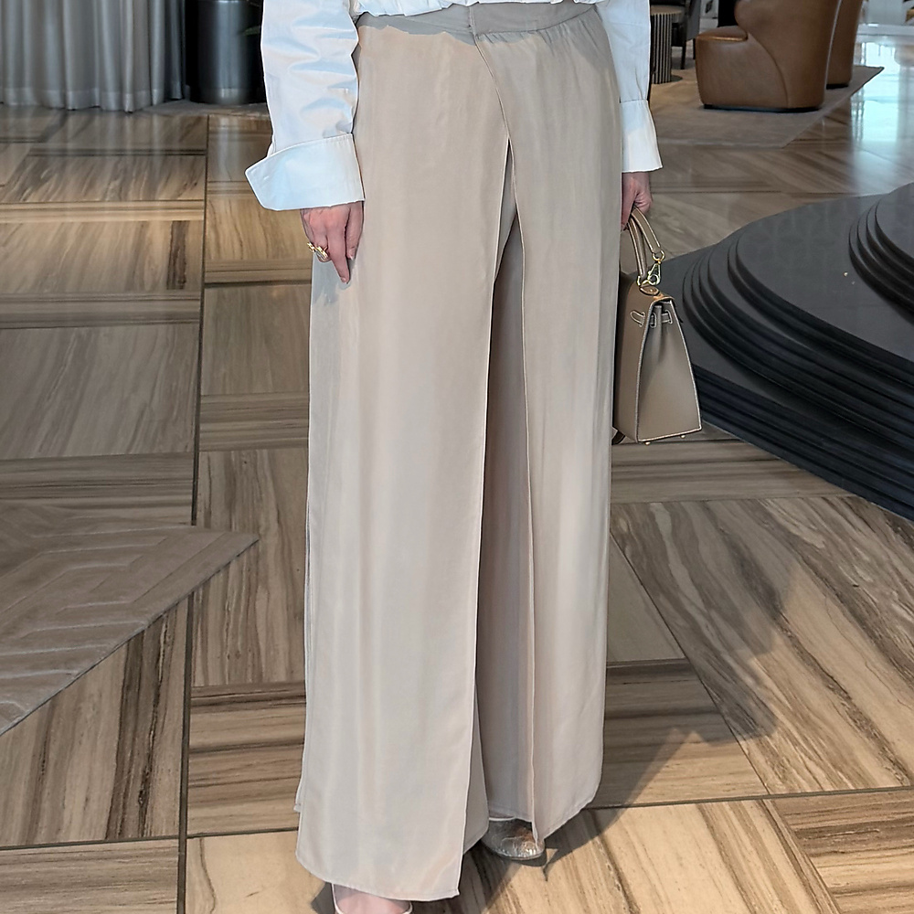Greige Silk Cross Pants