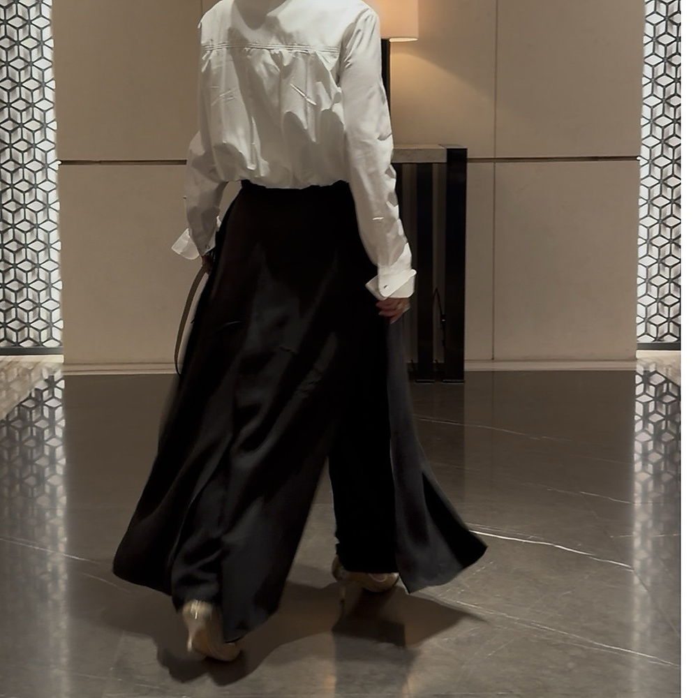 Black Silk Cross Pants