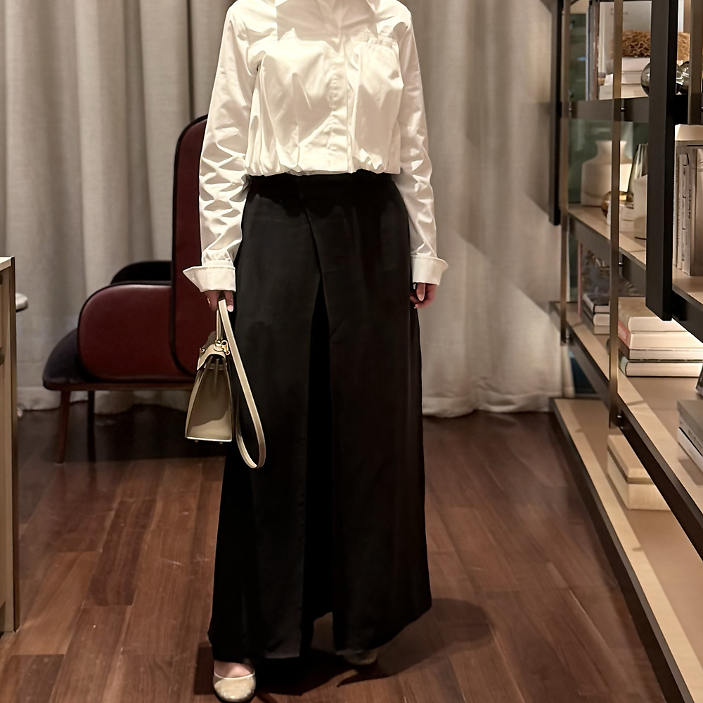 Black Silk Cross Pants