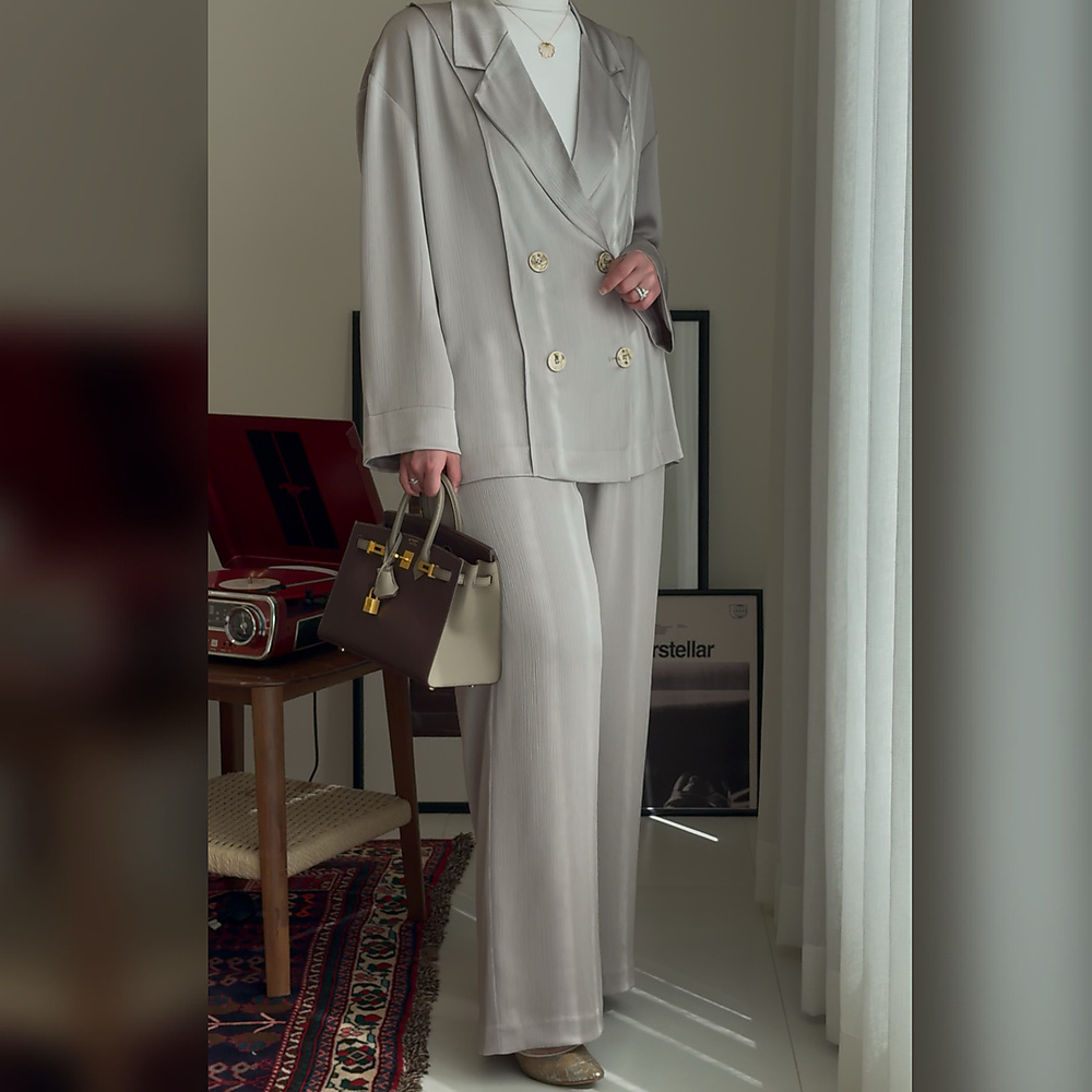 Silver Silk Suit