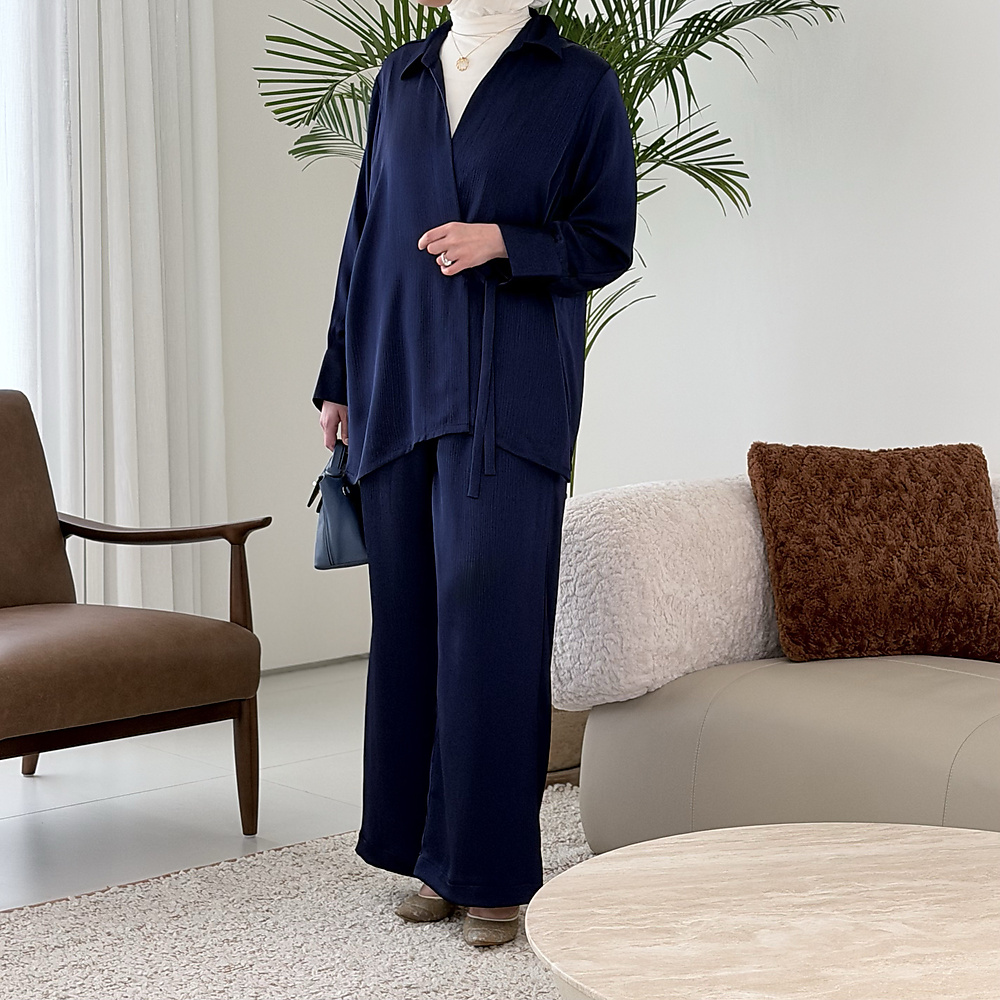 Navy Wrapped Shirt Set 9.0