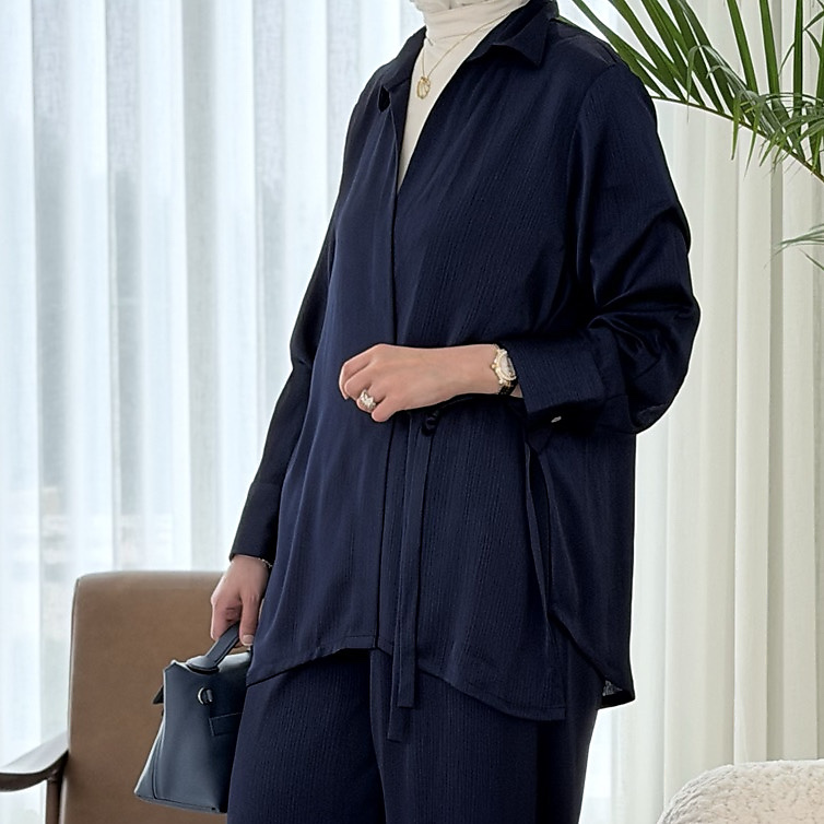 Navy Wrapped Shirt Set 9.0