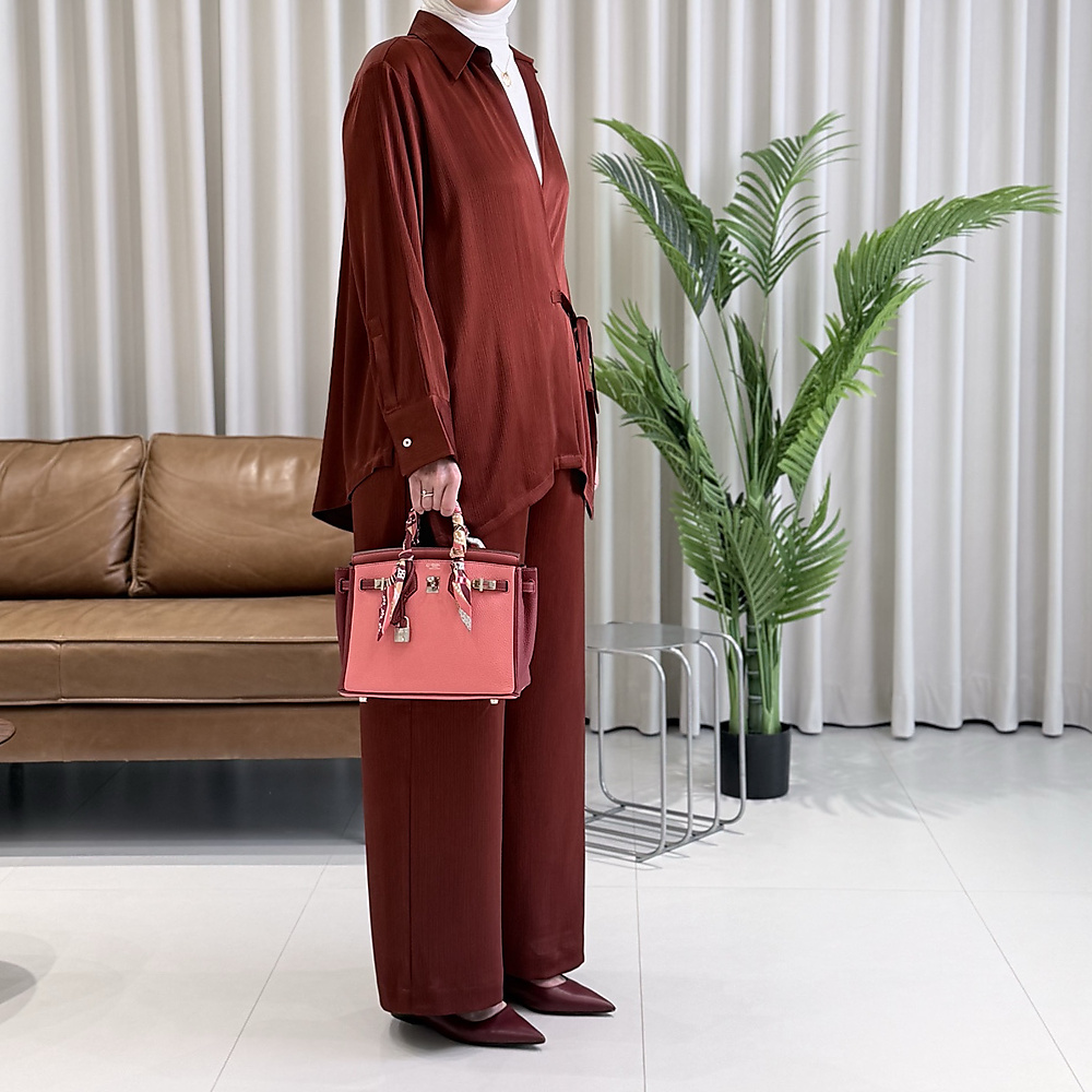 Maroon Wrapped Shirt Set 10.0
