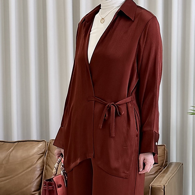 Maroon Wrapped Shirt Set 10.0