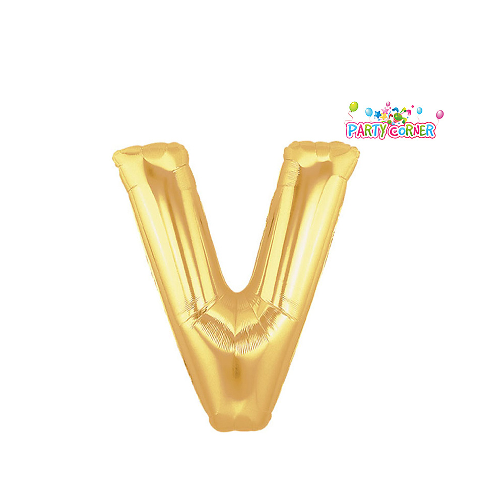 40 بوصة - بالون فويل ذهبي على شكل حرف V (100 سم)