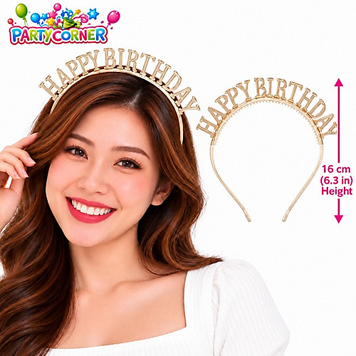 Happy Birthday Headband – Champagne Gold