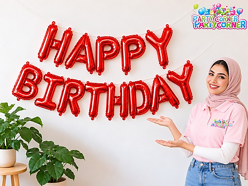 Red Happy Birthday Foil Balloon Banner