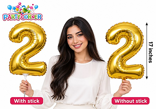 Small Gold Foil Number 2 Balloon