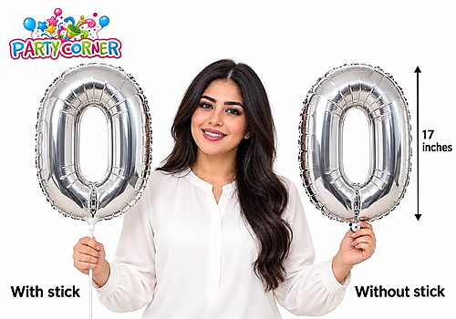 Small Silver Foil Number 0 Balloon