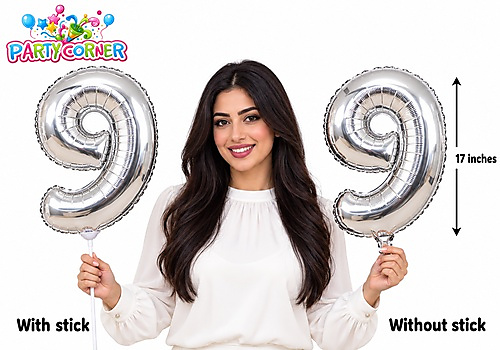 Small Silver Foil Number 9 Balloon