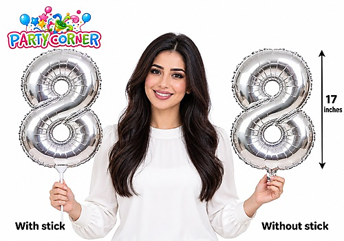 Small Silver Foil Number 8 Balloon
