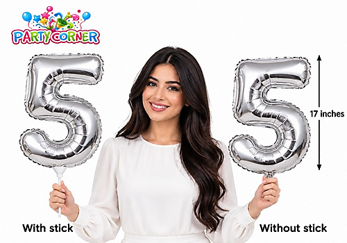 Small Silver Foil Number 5 Balloon