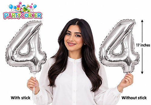 Small Silver Foil Number 4 Balloon