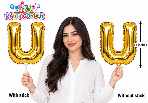 Small Gold Foil Letter U Balloon