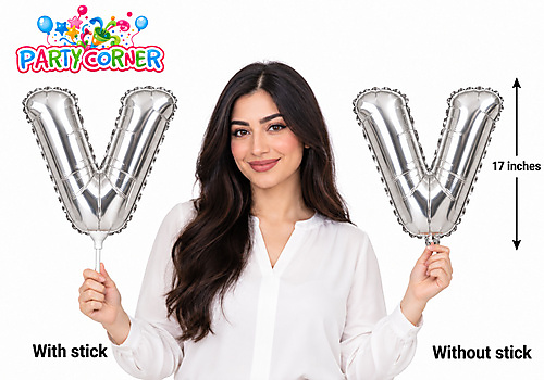 Small Silver Foil Letter V Balloon